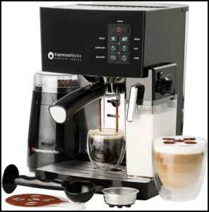 EspressoWorks 10Pc All-in-One Barista Bundle Espresso Machine & Cappuccino Maker